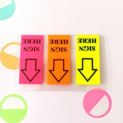 China Custom Neon Cool Transparent Plastic Desktop Film Self Adhesive Hot Selling Hot Selling Sticky Notes Forefingers Set With Here Sign for sale