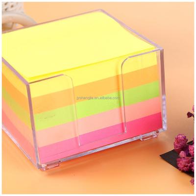 China Custom Neon Glowing Memo Pad 5 Colors Logo 3*3in Self-adhesive Hot Selling Custom Sticky Notes Cube Paper Memo Pads With Box for sale