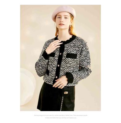 China Wholesale Green Low Price Women's Anti-wrinkle Pattern News Clothing Crewneck Knitted Cardigan Sweater for sale