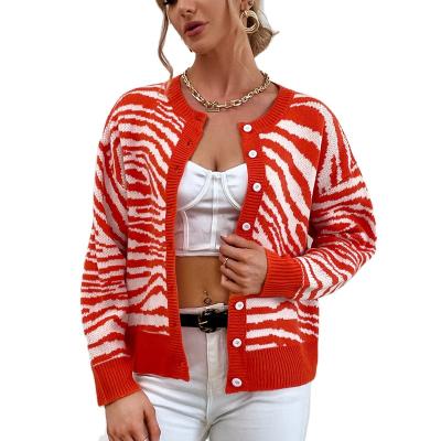 China Anti-wrinkle autumn winter sweater cardigan ladies temperament swap red round neck women knit sweater for sale