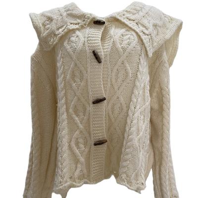 China Anti-wrinkle custom knit loose sweater crewneck sweater white cardigan knit women sweater for spring 2022 for sale