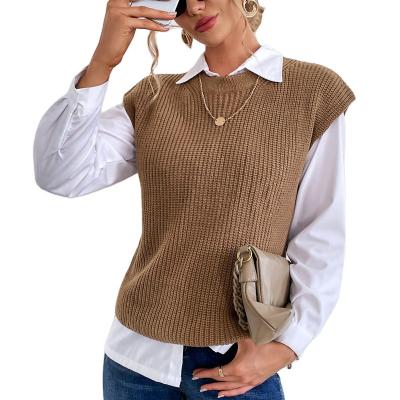 China QUICK DRY Vintage Solid Color Vest Sleeveless Sweater Vest For Women Invest Sweater for sale