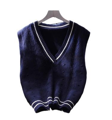 China QUICK DRY loose girls knit sweater vest 2022 sleeveless v-neck knitted vest for women for sale