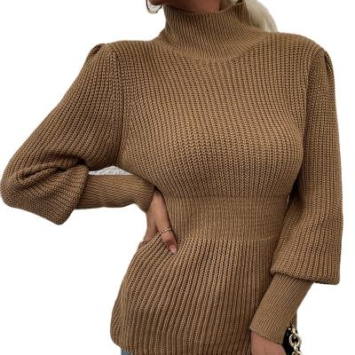 China Anti-wrinkle Slim-cut turtle neck high neck women knit sweater slimming waist bottom knit sweater 2022 for sale