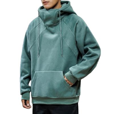 China 100% cotton fleece logo anti-pilling hooded empty pocket men hoodies wholesale custom oversized pullover sweatshirt for sale