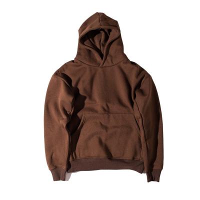 China Wholesale Anti-pilling Hoodies Mask Plain Oversized Heavy Chocolate Brown Men's Hoodie 14oz for sale