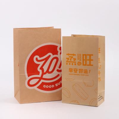 China Recyclable Food Grade Recycled Custom Printed Brown Bread Sandwich Bags For Food Packaging Kraft Paper Bag Without Handle for sale