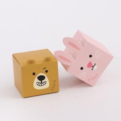 China Recyclable Cartoon Animals Portable Cookie Candy Sweet Paper Packaging Box With Handle For Party Favors Decoration Boxes for sale