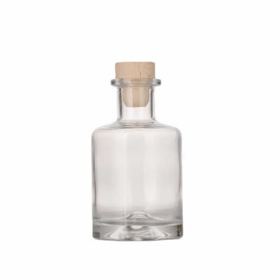 China Empty Beverage Bottle Cork 200ml Round Square Glass Cap Custom Wine Bottle for sale