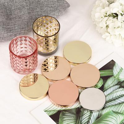 China Non Gold Metal Candle Lid Puddle Candle Cover Ribbon Empty Incense Lids Custom Made Lids for sale