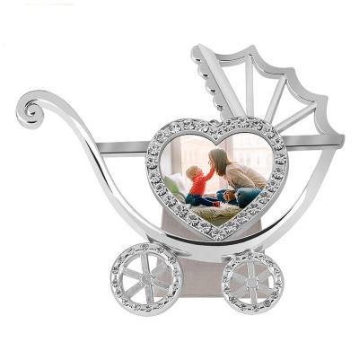 China High-grade Creative Home Decoration Photo Frames Stroller Picture Frame Beautiful Silver Plated Metal For Children Home Decoration Zinc Alloy for sale