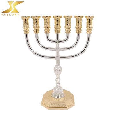 China Home Decoration Gold Metal Decorating Customizable 7AM Candelabra Double Color Candlestick Holder for sale