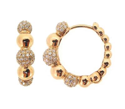 China Newest Design CLASSIC Daily Wearwhite Yellow Rose Color Gold Diamond Ball Earrings For Ladies for sale