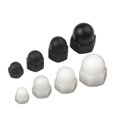 China Heavy Industry In Stock High Quality White Black Nylon Plastic Hex PA66 Domed Cap Nut for sale