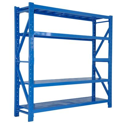 China Corrosion Protection 4-Shelf Boltless Adjustable Rivet Shelving Warehouse Metal Light Duty Shelving for sale