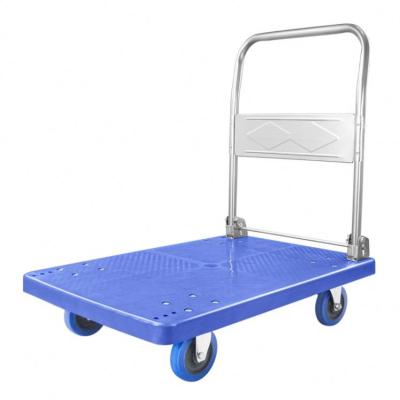 China Good Price Longevity Foldable Usability Platform Warehouse Handling Heavy Duty Warehouse Transport Cart Foldable Platform Trolley PT150T-DX for sale