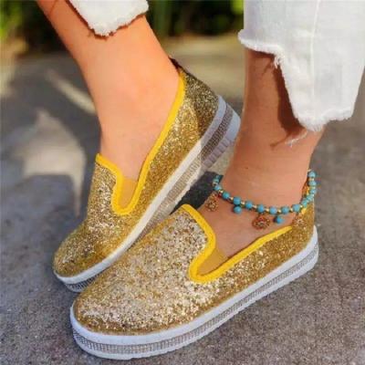 China Women's Fashion Sneakers Flat Sequined Espadrilles For Women's Flats Slip-on Sneakers Style Fashion Women's Soft Sneakers Wholesale Popular Women's for sale