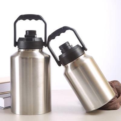 China Hot Selling Amazon 64oz/128oz PORTABLE Beer Shaker Stainless Steel Double Wall Termos Insulated Water Bottle With Handle for sale