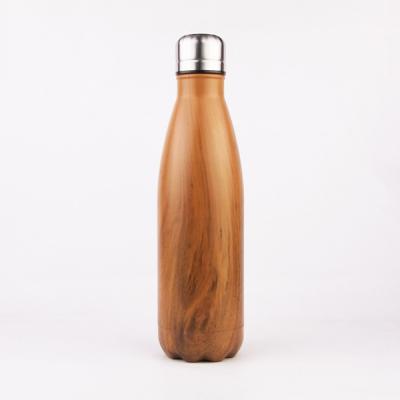 China Long lasting hono style double wall s/s 17oz vacuum good sale wooden water bottle for sale