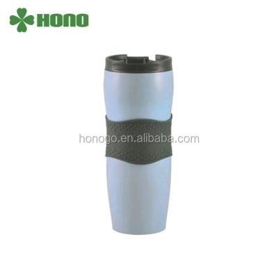 China 400ml Zhejiang Stainless Steel Sustainable Thermal Coffee Mug With Silicone Sleeve for sale