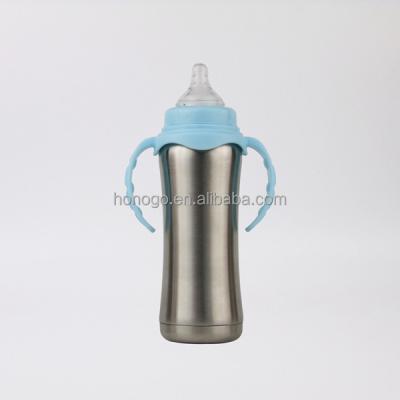 China BPA Free Stainless Steel Baby Bottle 230ml BPA Free With Silicon Nipple for sale