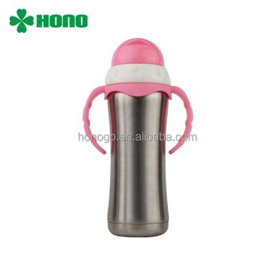 China BPA Free Stainless Steel 8oz Vacuum Insulated Baby Bottle With Straw Lid for sale