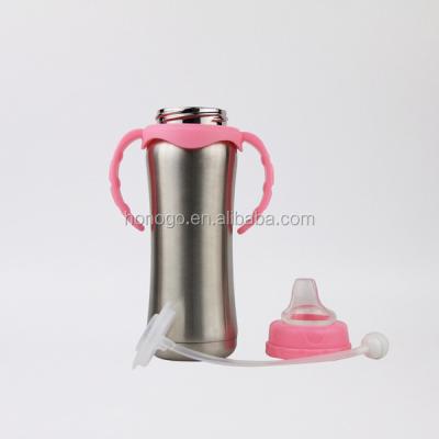 China BPA Free 12oz Double Wall Stainless Steel Thermos Baby Feeder Bottle With Straw for sale