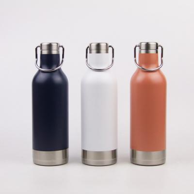 China Custom Logo 16oz Double Wall Stainless Steel Thermos Water Bottle Vacuum Flask Viable Custom Insulated Wine Bottle With Handle Lid for sale