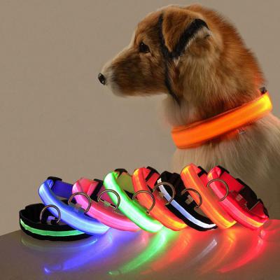 China Amazon Hot Selling Multi Color LED Dogs Night Safety Dog Leash Adjustable Bright Pet Collar Multi Color LED Dog Collar for sale