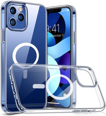 China Shockproof Magnetic Clear Case For iPhone 12 Magnet Charging Case For iPhone 12 pro 13 mini 13 pro Max Clear Phone Cases With Charger for sale