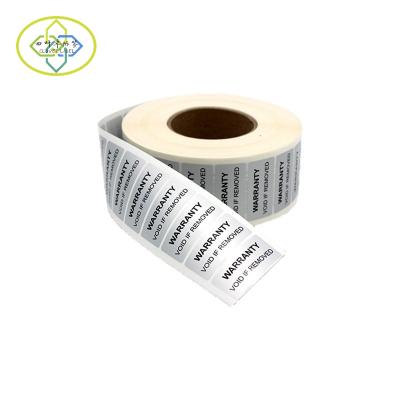 China Custom Waterproof Tamper Proof Seal Guarantee Paper Sticker Label Seal Silver Void Security Label Sticker for sale