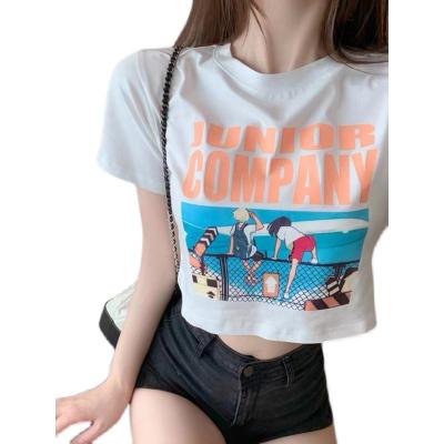 China Print Plain Summer Cotton Breathable T-shirt Cropped Ladies Tee Shirt Women Tops Hip Hop Crop Top Tees For Girls for sale