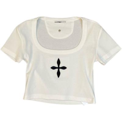 China Breathable Graphic Square Short Sleeve Crop Women's T-Shirts T-Shirts Upper Mind T-Shirt for sale