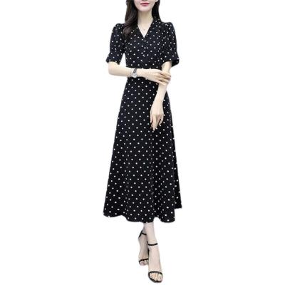 China Summer Stitch Dress Women's Fashion Breathable V-Neck Dress Casual Top Dresses for sale