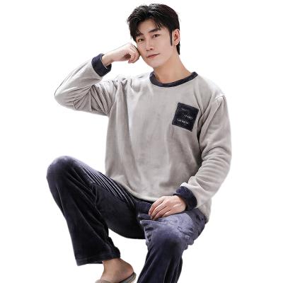 China Viable Wholesale Mens Pajama Set Thermal Flannel Mens Long Sleeve Pajamas Sets Sleepwear for sale