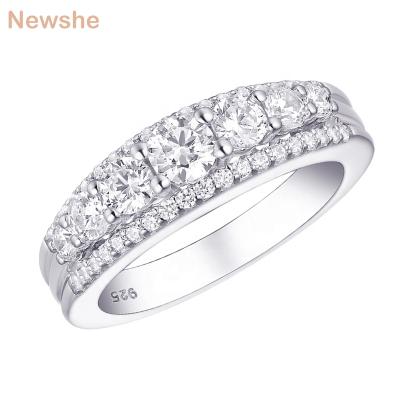 China Newshe TRENDY Solid 925 Round Cut CZ CZ Eternity Band Gift Wedding Engagement Ring 1.2Ct For Women Fine Jewelry for sale