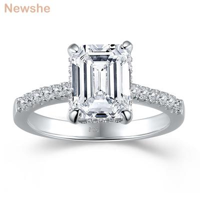 China Hot FASHIONABLE Women's Zircon 1.8Ct Emerald Cut High Grade Cubic Sterling Silver Engagement Ring For Sale 925 Amazon Wedding Jewelry for sale