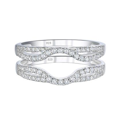 China Newshe'S FASHIONABLE Solid 925 Sterling Silver Hollow Wedding Rings for Women Enhancer Round Shining CZ Infinity Wrap Ring BR0909B for sale