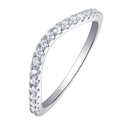 China Newshe FASHIONABLE 925 Sterling Silver Stackable Wedding Ring for Women Curve Wave Design Zircon Jewelry for sale