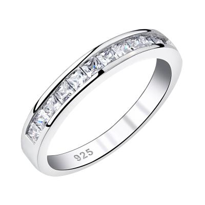 China Newshe FASHIONABLE 925 Sterling Silver Stackable Wedding Band for Women Zircon Eternity Rings for sale