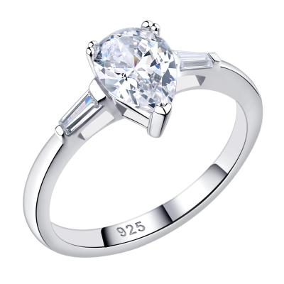 China Newshe Engagement Romantic Wedding Rings For Women 925 Sterling Silver 1.8Ct Pear CZ Anniversary Jewelry for sale