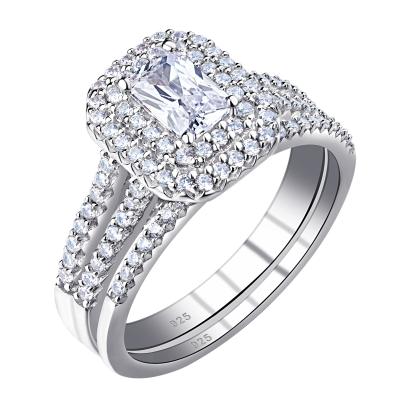 China Newshe Solid 925 Women Engagement Ring Bridal Set White Cubic Zirconia Romantic Jewelry BR0827 for sale