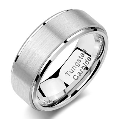 China Newshe FASHIONABLE Men's Tungsten Carbide Wedding Ring 8mm Silver Color Band Charming Rings For Men Size 8-13 TRX064 for sale