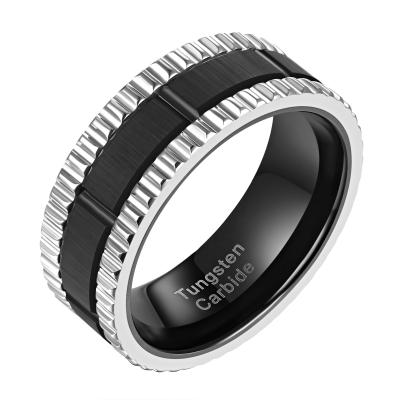 China Newshe FASHIONABLE Mens Charm Tungsten Carbide Black Rings Unique Design Wedding Jewelry For Him Size 9-12 for sale