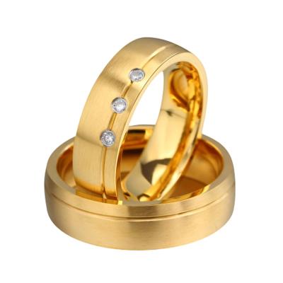 China CLASSIC Couple's Stainless Steel Rings Gold Color His and Hers Promise Ring For Lovers Wedding Bands Jewelry Valentine Gift for sale