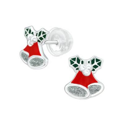 China Cute Cute / Cute Christmas Accessories Christmas Bell Custom Mini Enamel Earrings for sale