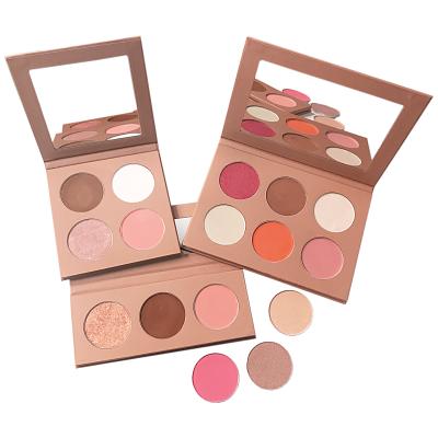 China Waterproof wholesale custom packaging no logo empty palette pigmented vegan highlighter private label makeup for sale