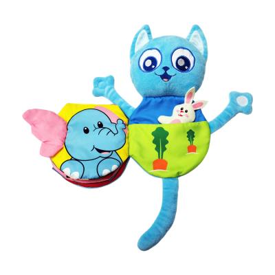 China Hide And Seek Games Hide And Seek Tower To Healthy Cloth Animal Book Baby Toy Pages Plush Cat Tail Book for sale