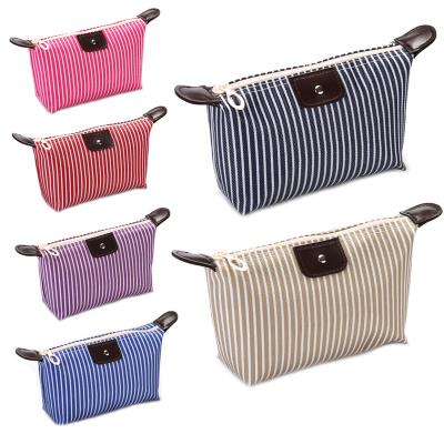 China Promotion C9 wholesale waterproof personalized custom logo makeup cases foldable zebra stripped nylon cheap cosmetic bag with zipper for sale