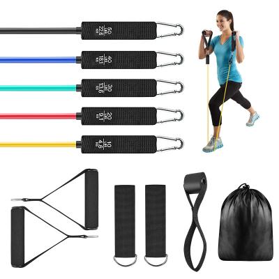 China Bobybuilding Dropshipping Wholesale Custom Logo 11pcs Latex Exercise Resistance Bands Set 150 Pounds For Home Gym Workout for sale